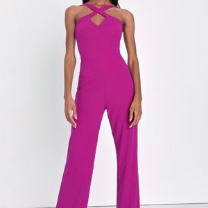 Lulus Cross Front Halter Jumpsuit